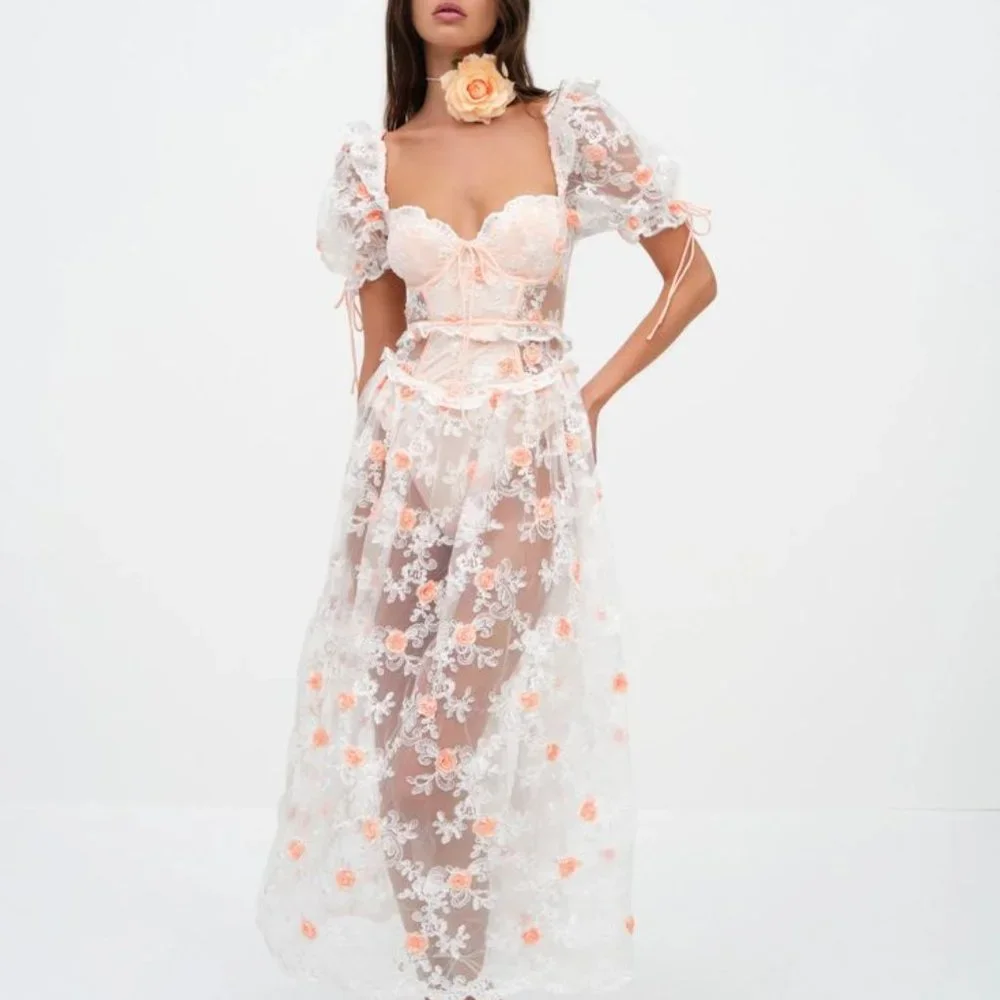 NWT Free People For Love & Lemons Tessa Midi Dress Size Small - Picture 2 of 15